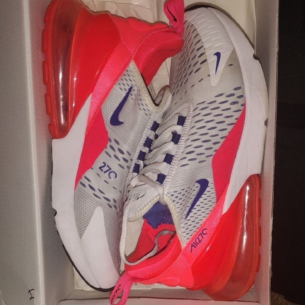 Nike Air Max 270 - White and Red with Blue Accents